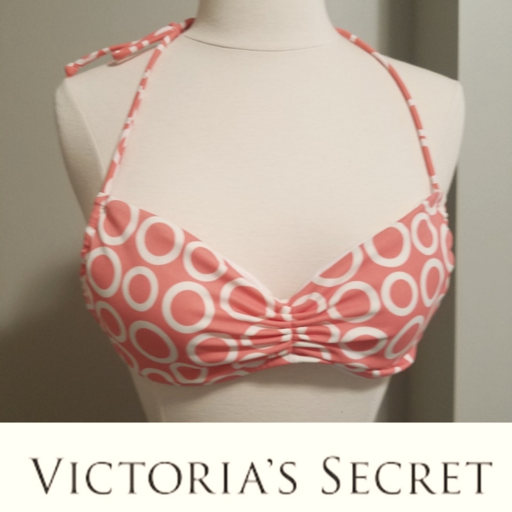 Victoria's Secret Coral Pink Bikini Swim Top sz Small